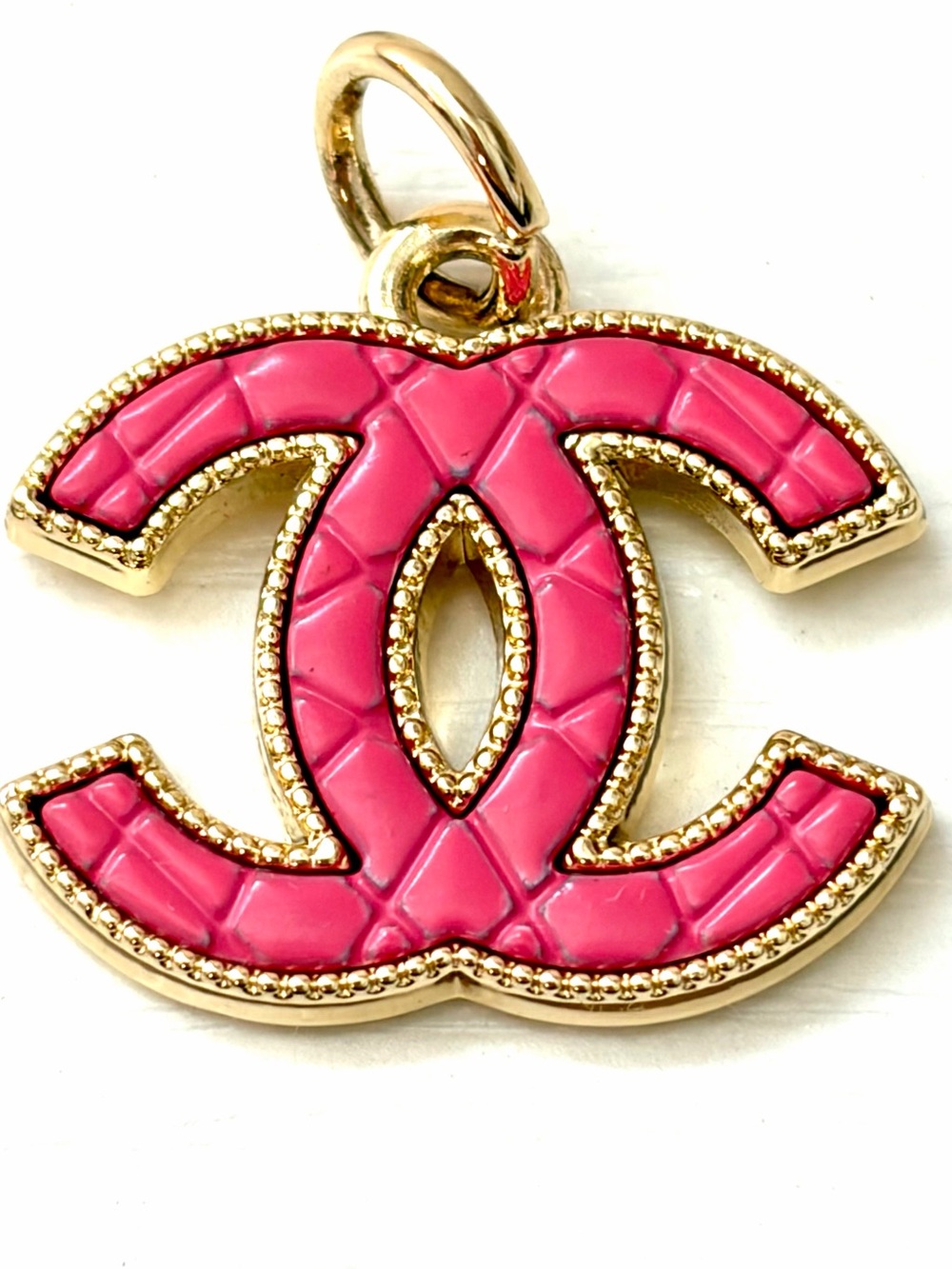 Hot Pink Chanel Pleated CC Charm Pendant